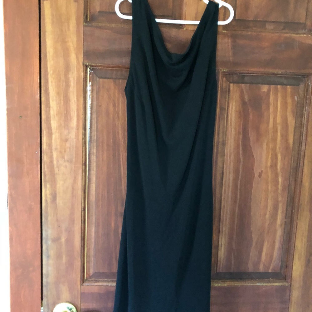 Low back black dress
